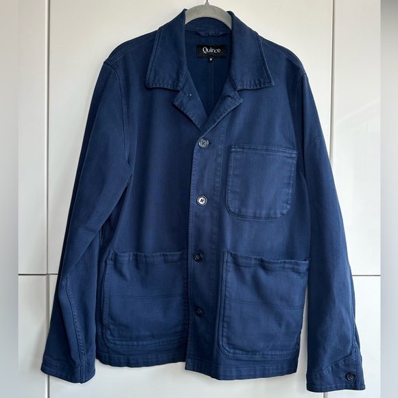 Quince Women's Organic Stretch Chore Jacket in Navy Blue Shacket Twill Medium - Picture 3 of 8